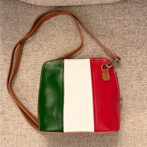 Italian Flag Leather Crossbody Bag ,Genuine Handmade Italian Leather from Italy